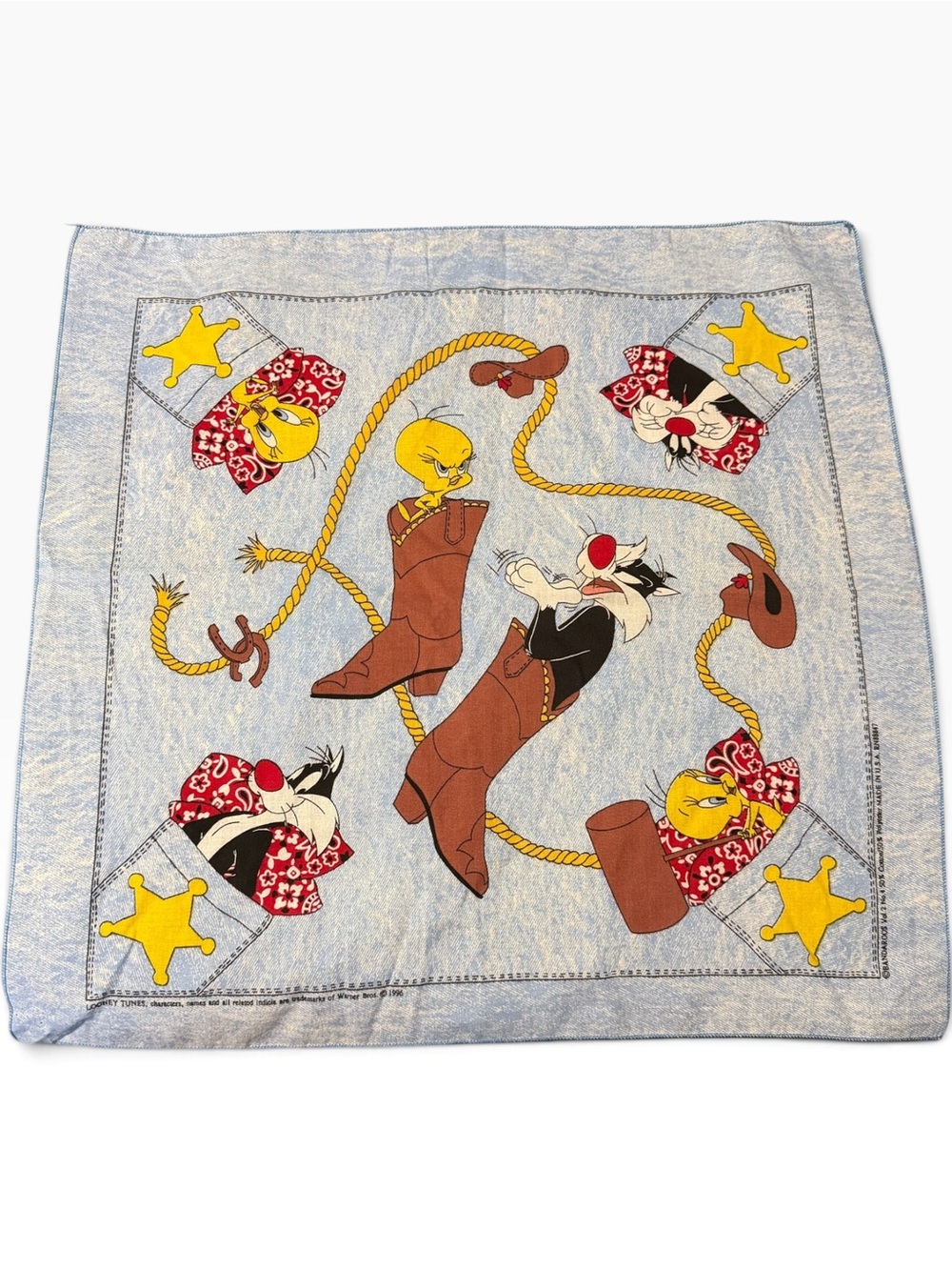 Vintage 1996 Looney Tunes Bandaroos Western Bandana